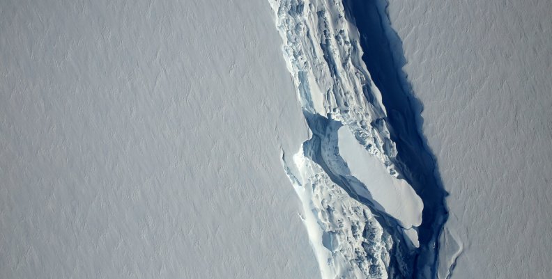 FILE PHOTO: An aerial view of the rift in the Larsen C seen in an image from the Digital Mapping System over the Antarctica Peninsula