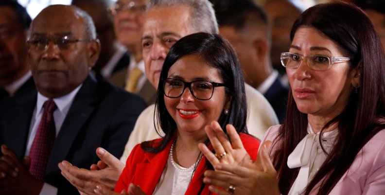 Former foreign minister Delcy Rodriguez, who has been sworn in as President of the National Constituent Assembly, attends the first session of the assembly at Palacio Federal Legislativo in Caracas