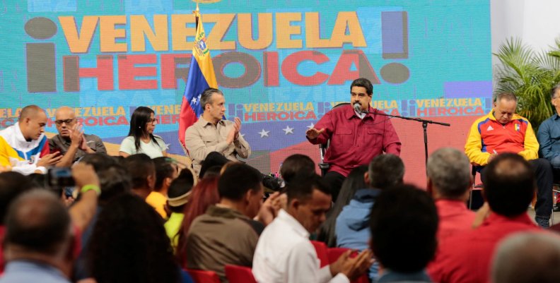 Venezuela's President Nicolas Maduro speaks during a meeting with members of the Constituent Assembly in Caracas