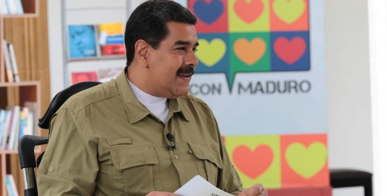 Venezuela's President Nicolas Maduro speaks during his weekly radio and TV broadcast "Los Domingos con Maduro" in Caracas