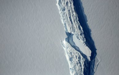 FILE PHOTO: An aerial view of the rift in the Larsen C seen in an image from the Digital Mapping System over the Antarctica Peninsula