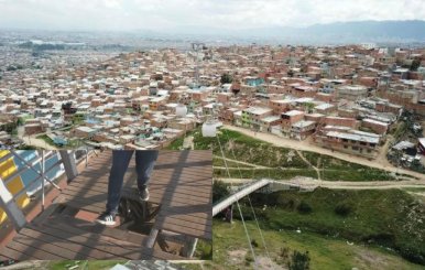 Imagen panorámica de la localidad de Bosa con un fragmento de imagen del puente Getsemaní
