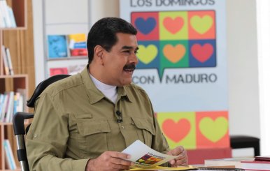 Venezuela's President Nicolas Maduro speaks during his weekly radio and TV broadcast "Los Domingos con Maduro" in Caracas