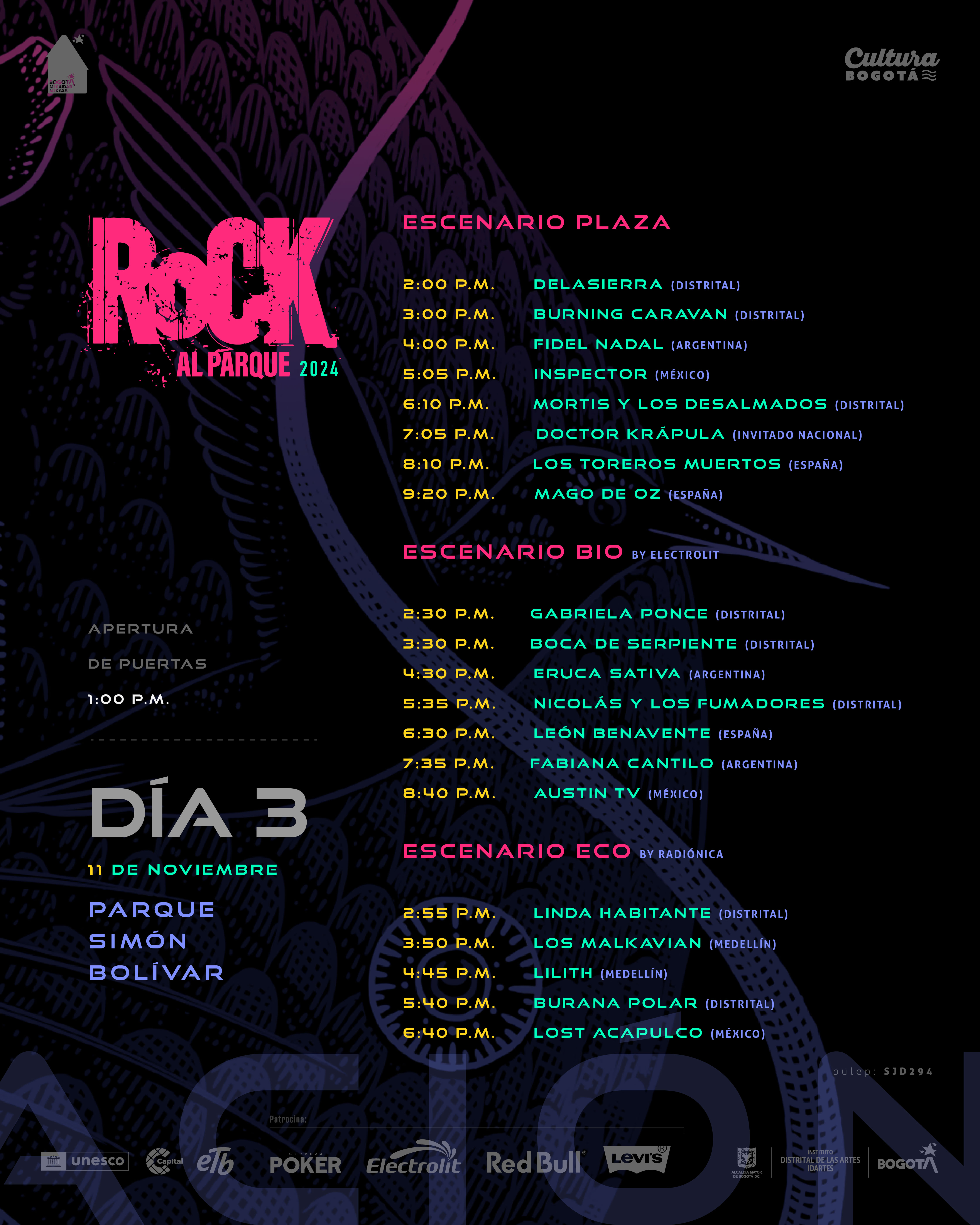 Imagan progrmacion de Rock al parque 2024