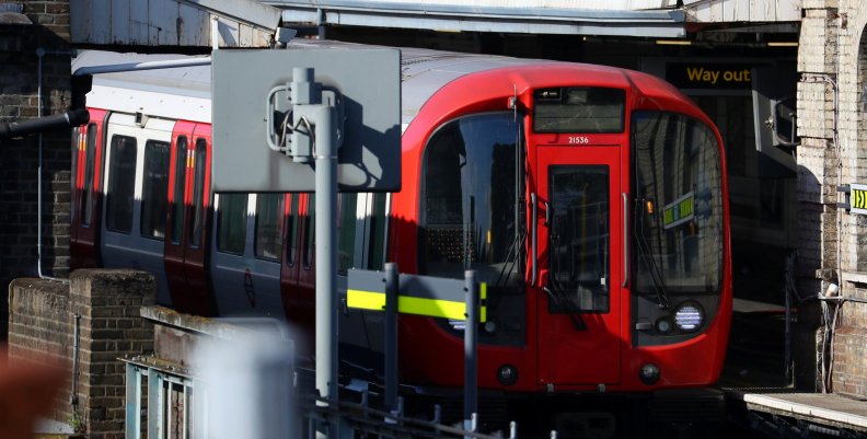 A London underground tube is held after an incident at Parsons Green station in London