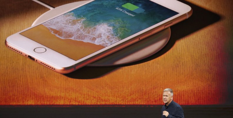 Apple's Schiller introduces the iPhone 8 during a launch event in Cupertino