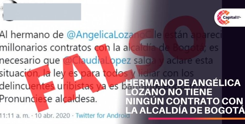 Hermano de Angélica Lozano no tiene contratos con la Alcaldía de Bogotá Hermano de Angélica Lozano no tiene contratos con la Alcaldía de Bogotá