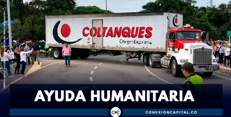 Camiones con ayuda humanitaria para Venezuela llegan a la frontera con Colombia Camiones con ayuda humanitaria para Venezuela llegan a la frontera con Colombia