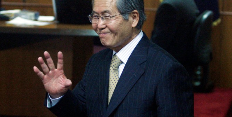 FILE PHOTO: Peru's former president Alberto Fujimori arrives to attend his trial at the Special Police Headquarters in Lima