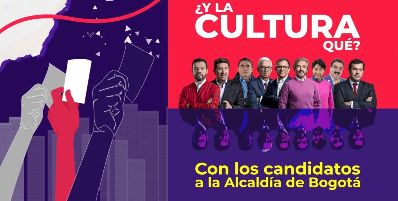 Banner con los nueve candidatos a la Alcaldía de Bogotá en las elecciones 2023