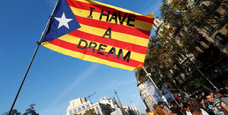 People gather near the old university of Barcelona, two days after the banned independence referendum in Barcelona People gather near the old university of Barcelona, two days after the banned independence referendum in Barcelona