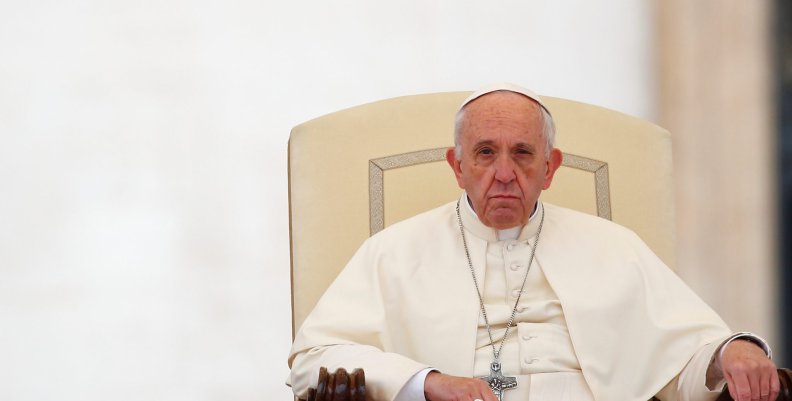 Pope Francis looks on during his Wednesday general audience in Saint Peter's square at the Vatican