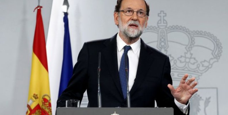 Spain's Prime Minister Mariano Rajoy speaks during a press conference at the Moncloa Palace in Madrid