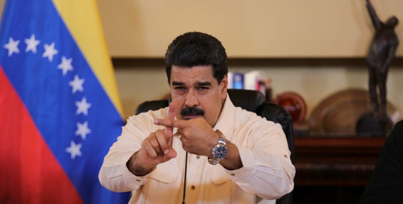 Venezuela's President Nicolas Maduro speaks during a meeting with ministers and pro government governors in Caracas