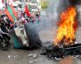 Protesters are seen near the U.S. embassy in Awkar, in Beirut