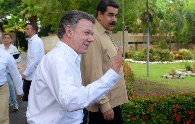 Juan Manuel Santos y Nicolás Maduro