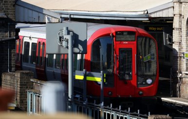 A London underground tube is held after an incident at Parsons Green station in London