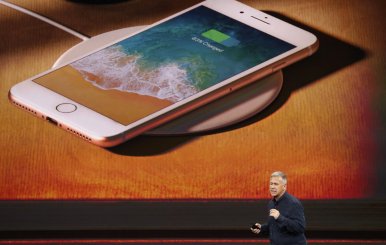 Apple's Schiller introduces the iPhone 8 during a launch event in Cupertino