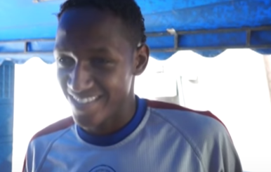 Yerry Mina cuando jugaba en el Deportivo Pasto.