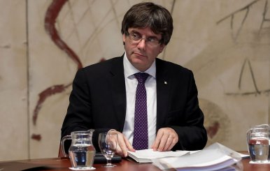 Catalan President Carles Puigdemont holds a cabinet meeting at the regional government headquarters in Barcelona