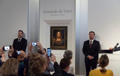 Christie’s New York image of Leonardo da Vinci painting Salvator Mundi