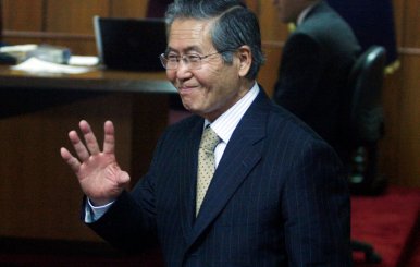 FILE PHOTO: Peru's former president Alberto Fujimori arrives to attend his trial at the Special Police Headquarters in Lima