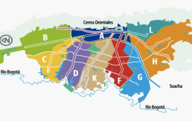 división de zonas de TransMilenio.