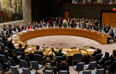 Members of the United Nations Security Council vote on an Egyptian-drafted resolution regarding recent decisions concerning the status of Jerusalem, during a meeting on the situation in the Middle East, including Palestine, at U.N. Headquarters in New York