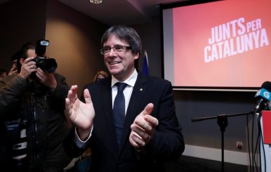 Ousted Catalan leader Carles Puigdemont attends the launch of a campaign for political platform "Junts per Catalunya" ahead of the December 21, 2017 Catalan regional election, in Oostkamp