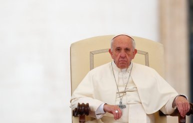 Pope Francis looks on during his Wednesday general audience in Saint Peter's square at the Vatican