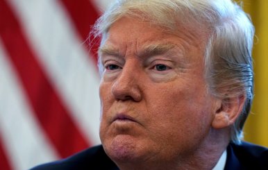 U.S. President Donald Trump pauses during an interview with Reuters in Washington