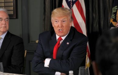 U.S. President Donald Trump speaks about North Korea during an opioid-related briefing at Trump's golf estate in Bedminster, New Jersey