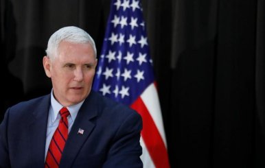 U.S. Vice President Mike Pence speaks during an Easter fellowship dinner at a military base in Seoul