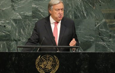 United Nations Secretary General Guterres addresses the General Assembly at U.N. headquarters in New York