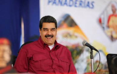 Venezuela's President Nicolas Maduro attends an event with supporters in Caracas