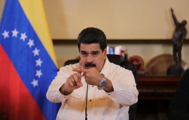 Venezuela's President Nicolas Maduro speaks during a meeting with ministers and pro government governors in Caracas