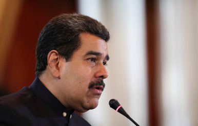 Venezuela's President Nicolas Maduro speaks during a meeting with representatives of the ALBA alliance in Caracas